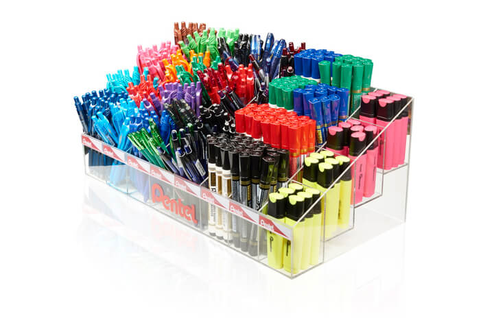 Side view of a full pen pot.